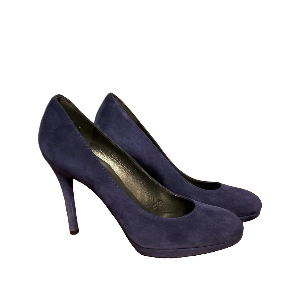Stuart Weitzman Navy Blue Suede Platform Pumps Heels 10 M Spain GH20982